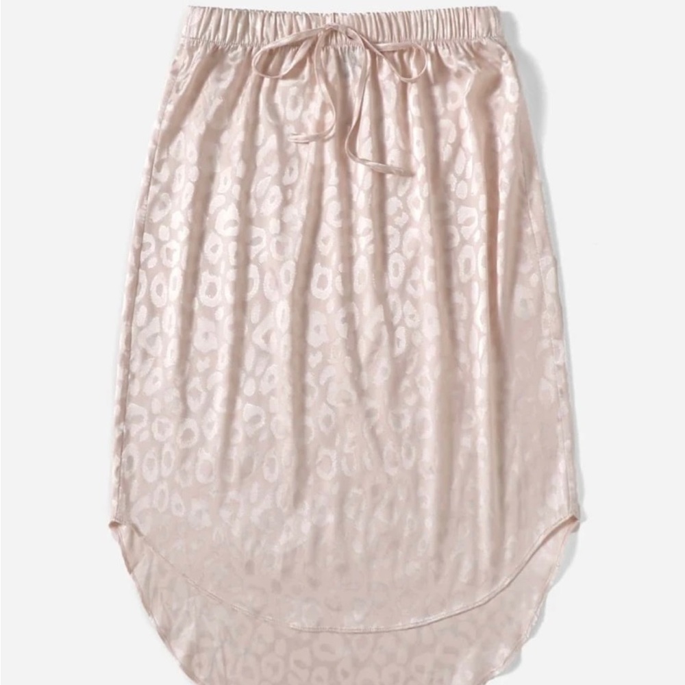 Tie Waist Leopard Jacquard Satin Skirt